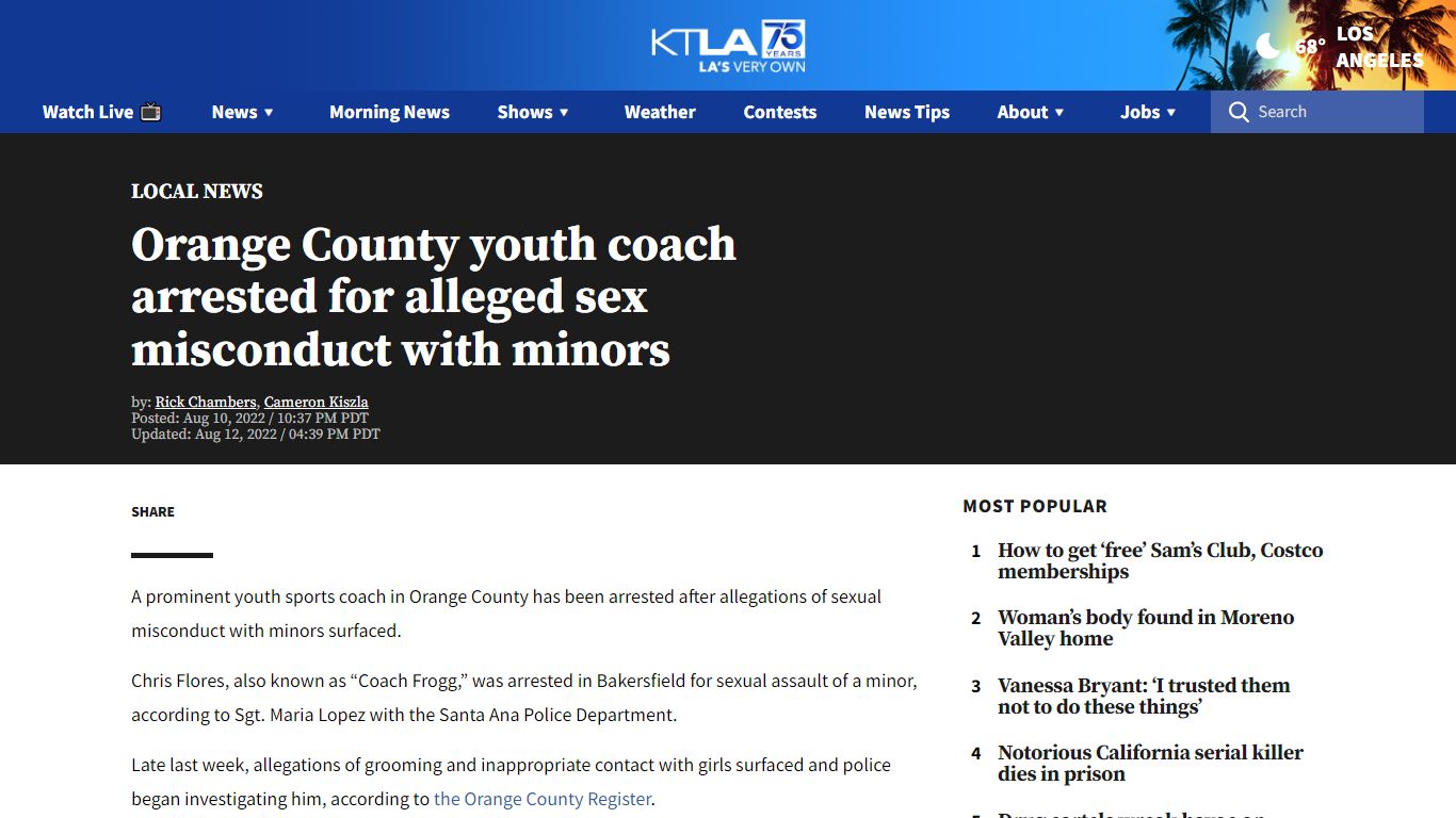 Orange County youth coach arrested for alleged sex misconduct with ...